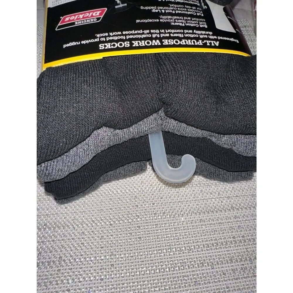 Dickies Black Gray Full Cushioned Soft Cotton Blend Work Socks